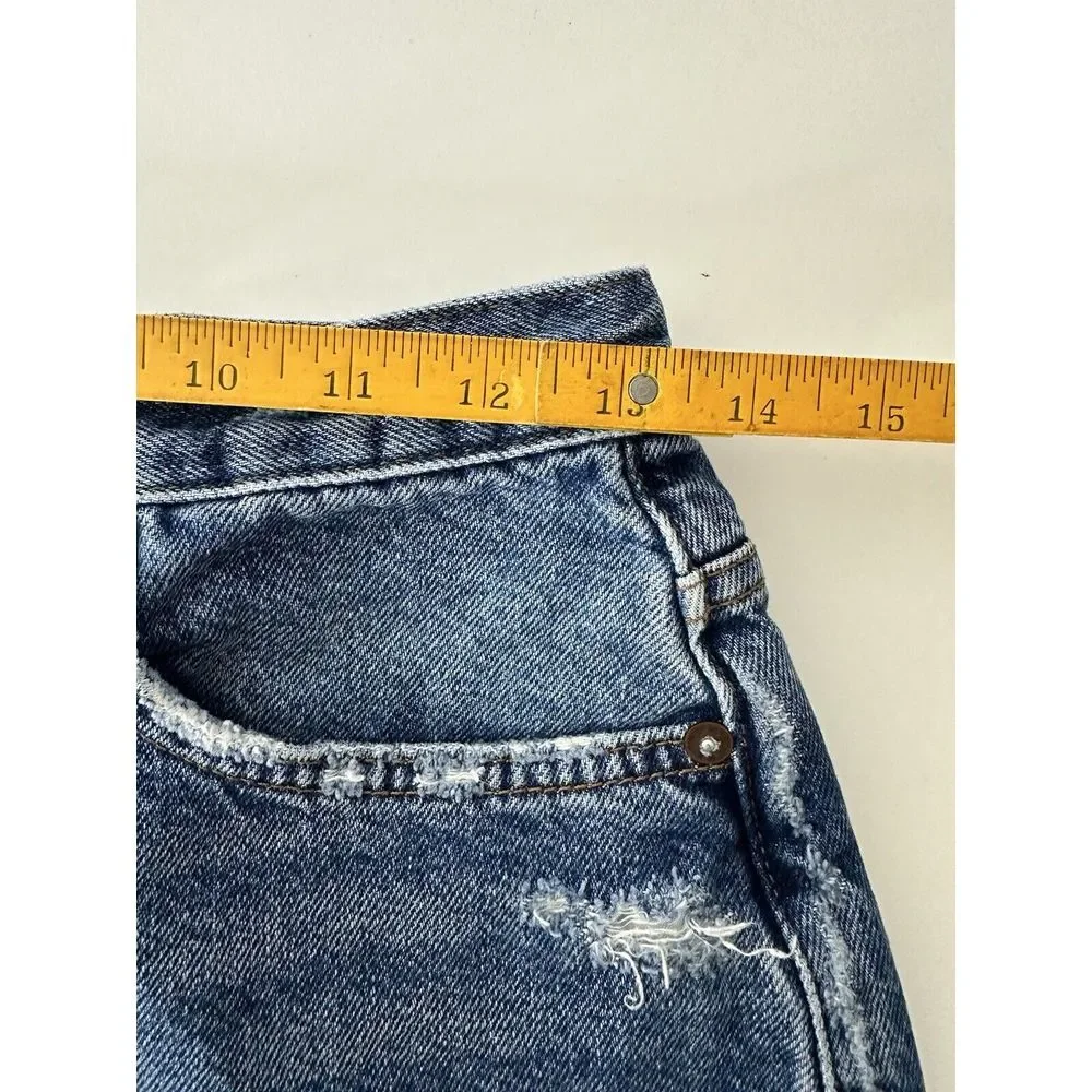 We The‎ Free Jean Shorts Women 28 Blue Denim Distressed Cut Off Button Fly
